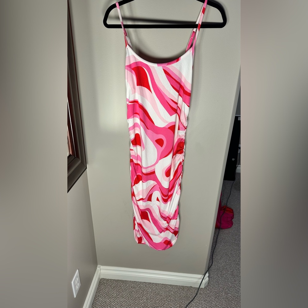 Pink and White Swirl Maxi Dress